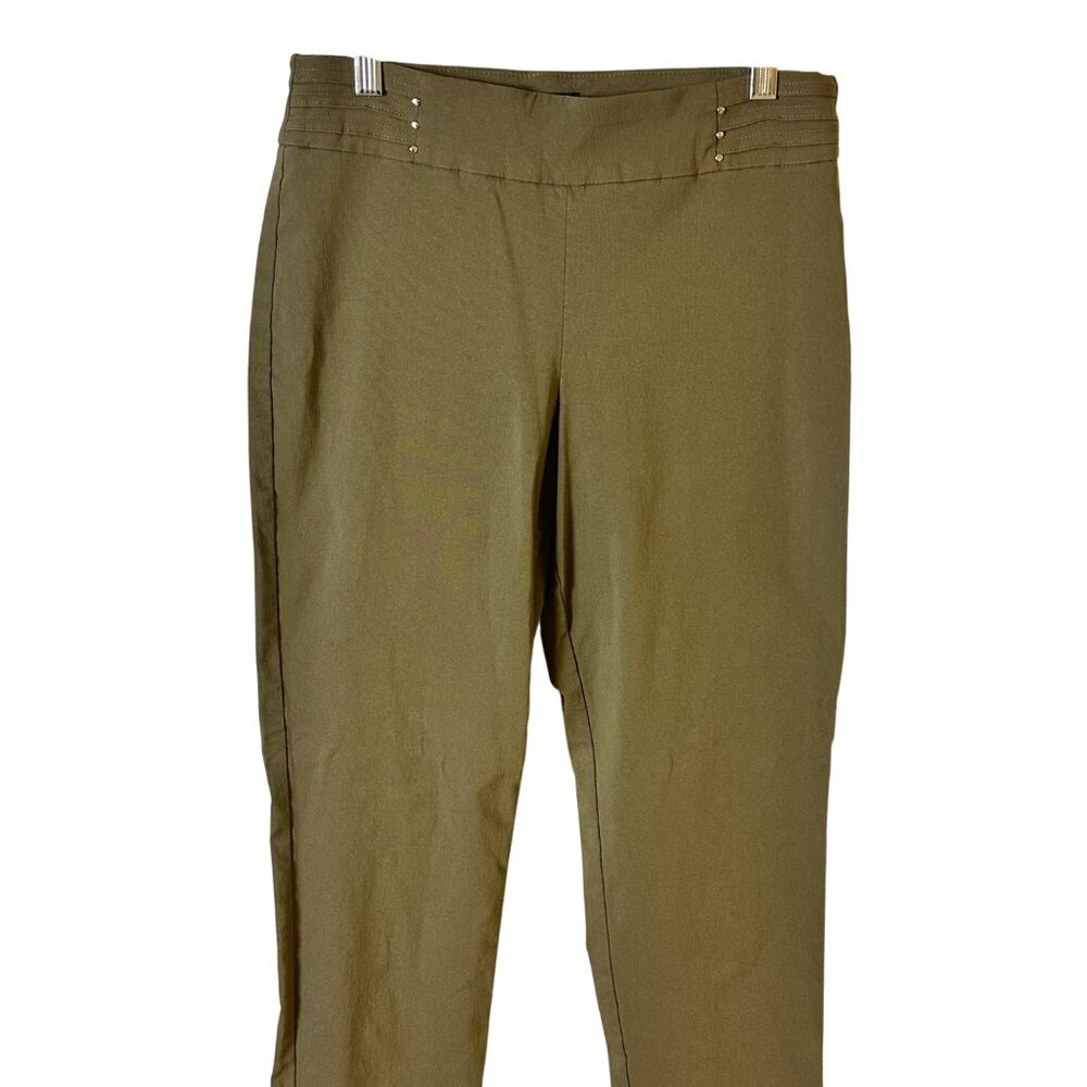 JM Collections Size M Womens Olive Straight Leg Pants Medium Imported
